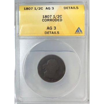 1807 1/2C Draped Bust Half Cent ANACS AG3 Details