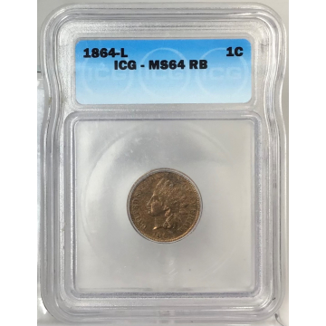1864 1C L On Ribbon Indian Cent - Type 3 Bronze ICG MS64 RB
