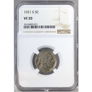 1921-S Buffalo Nickel NGC VF20