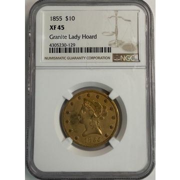 1855 Eagle - No Motto $10 NGC XF45
