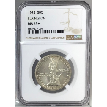 1925 50C Lexington Commemorative Silver Half Dollar NGC MS65+