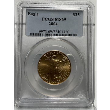 2004 American Gold Eagle $25 PCGS MS69 1/2 oz gold
