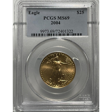 2004 American Gold Eagle PCGS MS69 $25 1/2 oz Gold