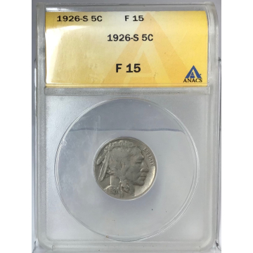 1926-S 5C Buffalo Nickel ANACS F15