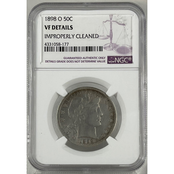 1898-O Barber 50c NGC VF Details Cleaned 