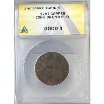 1787 Connecticut Copper Con Draped Bust ANACS G4