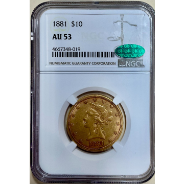 1881 Eagle - Motto $10 NGC AU53 CAC Approved