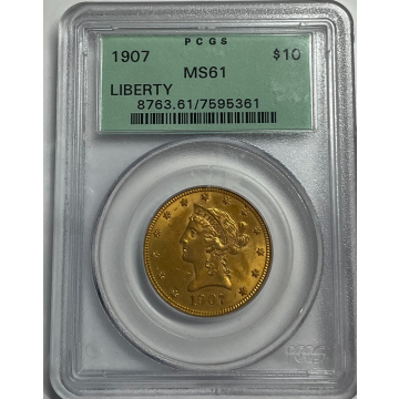 1907 $10 Liberty Liberty Head Eagle PCGS MS61