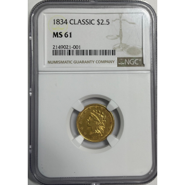 1834 Classic Head $2.50 NGC MS61