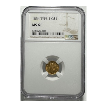 1854 G$1 NGC MS61