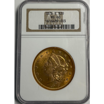 1876-S Liberty Double Eagle Type 2 $20 NGC MS60