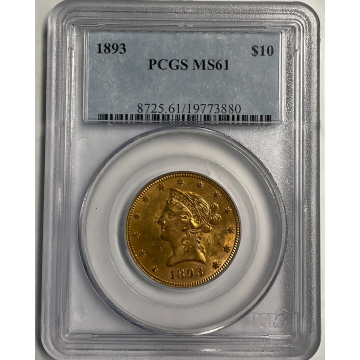 1893 $10 Liberty Head Eagle PCGS MS61