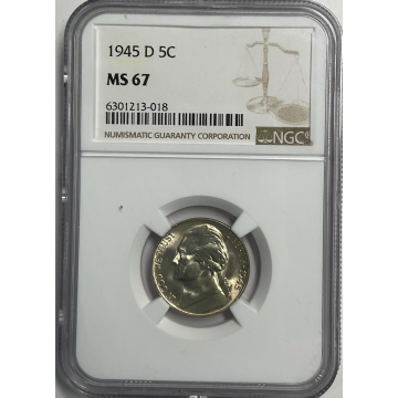 1945-D Jefferson Nickel 5C NGC MS67
