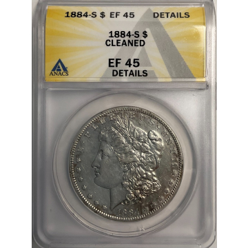 1884-S $1 Morgan Dollar ANACS AU50 Details Cleaned