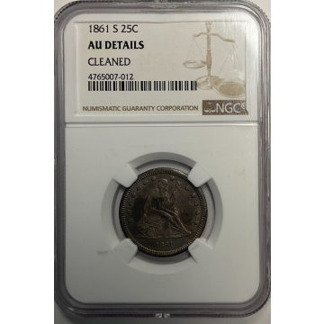 1861-S No Motto Seated Liberty Quarter 25C NGC AU Details