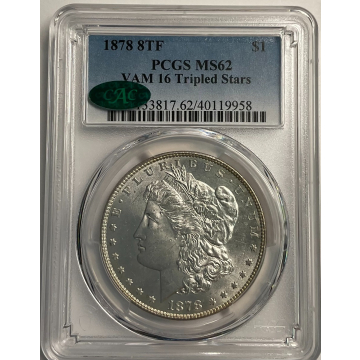 1878 8TF $1 8TF VAM 16 Morgan Dollar PCGS MS62 (CAC)