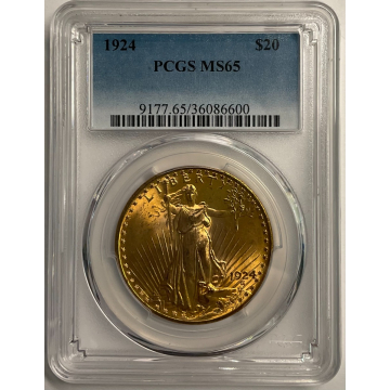 1924 $20 Saint Gaudens PCGS MS65
