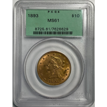 1893 $10 Liberty Head Eagle PCGS MS61