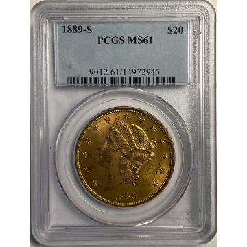 1889-S $20 Liberty Head Double Eagle PCGS MS61