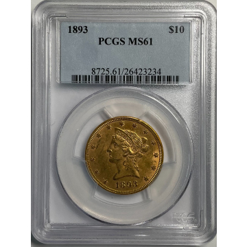 1893 $10 Liberty Head Eagle PCGS MS61