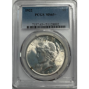 1922 $1 Peace Dollar PCGS MS65+