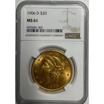 1906-D Liberty Double Eagle Type 3 $20 NGC MS61