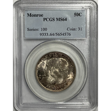 MONROE 1923-S 50C Silver Commemorative PCGS MS64