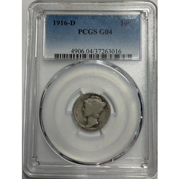 1916-D 10C Mercury Dime PCGS G4