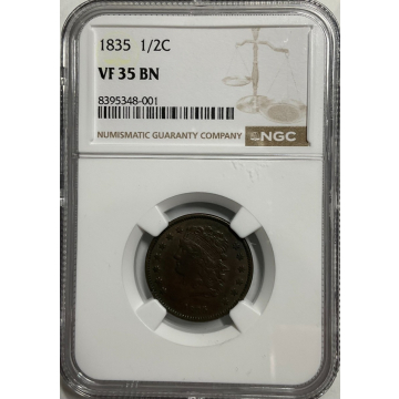 1835 Classic Head Half Cent 1/2C NGC VF35BN