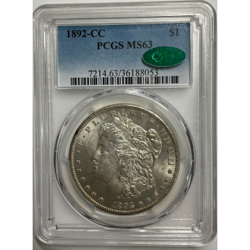 1892-CC $1 Morgan Dollar PCGS MS63 (CAC)