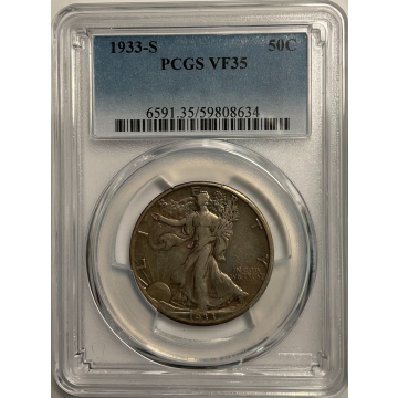 1933-S 50C Walking Liberty Half Dollar PCGS VF35