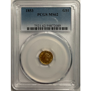 1853 G$1 Gold Dollar PCGS MS62