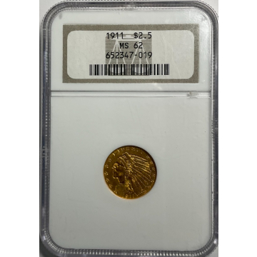 1911 Indian $2.50 NGC MS62