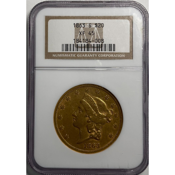1863-S Liberty Double Eagle Type 1 $20 NGC XF45