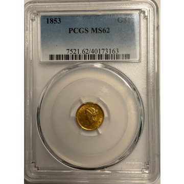 1853 G$1 Gold Dollar PCGS MS62