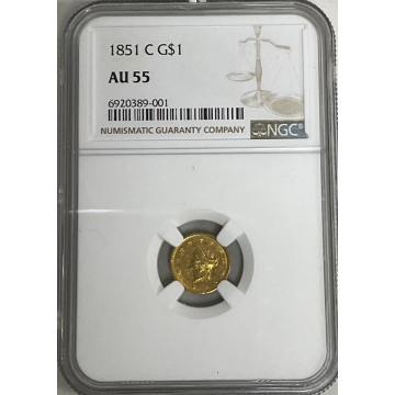 1851-C Gold Dollar - Type 1 G$1 NGC AU55