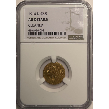 1914-D Indian $2.50 NGC AU Details