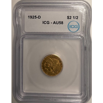 1925-D $2.50 Indian Head ICG AU58