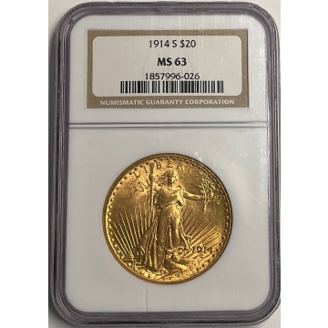 1914-S Saint-Gaudens $20 NGC MS63