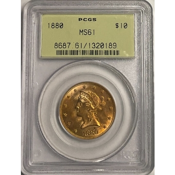 1880 $10 Liberty Head Eagle PCGS MS61