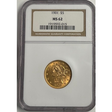 1901 Half Eagle - Motto $5 NGC MS62