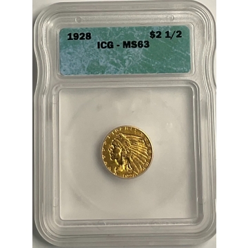 1928 $2.50 Indian Head ICG MS63