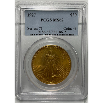 1927 $20 St. Gaudens PCGS MS62