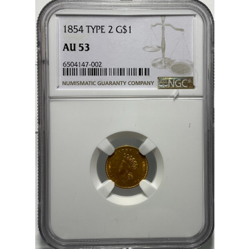 1854 TY2 G$1 NGC AU53