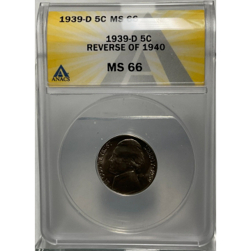 1939-D Reverse of 1940 Jefferson Nickel ANACS MS66