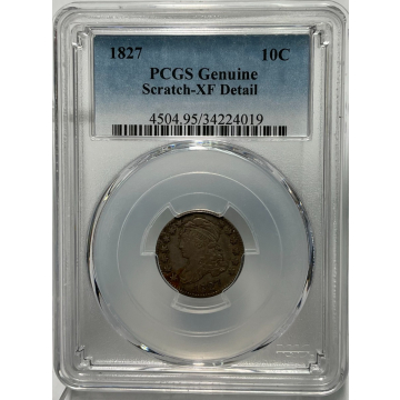 1827 Bust 10c PCGS XF Detail Scratch