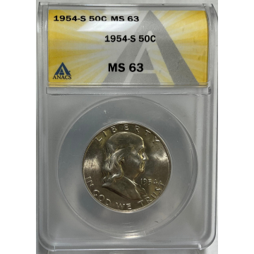 1954-S Franklin 50c ANACS MS63