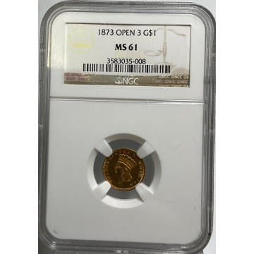 1873 Open 3 G$1 NGC MS61