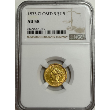 1873 Closed 3 $2.50 NGC AU58