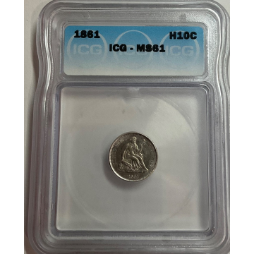 1861 Seated 10c ICG MS61